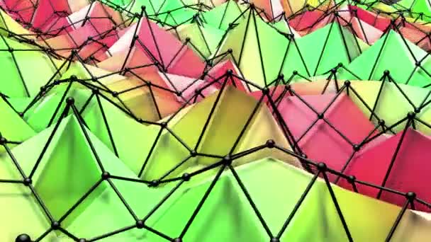 Deforming Multicolored Low Polygonal Surface Moves Slowly Abstract Background Rendering — Stock Video