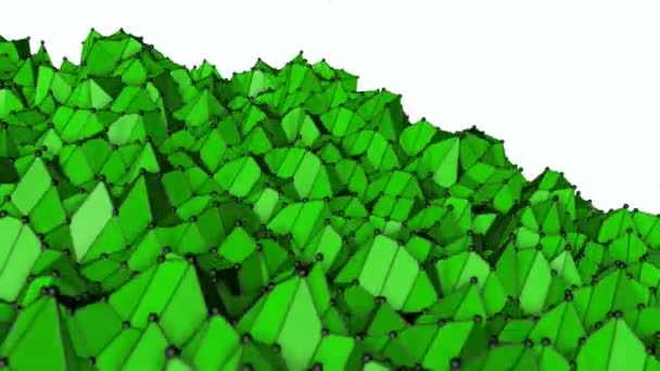 Zelené Nízké Polygonální Abstraktní Pozadí Deformující Letadlo Vykreslování — Stock video