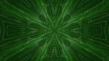 ışık yeşil bir parlaklık tarafından yayılan parçacıklar hareket soyut desen. 3D render