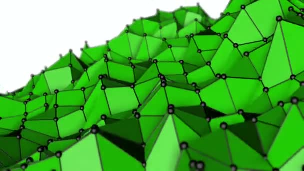Green Low Polygonal Abstract Background Deforming Plane Rendering — Stock Video