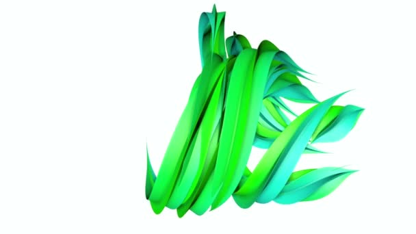 Abstrakte Grüne Figuren Bewegen Sich Einer Spirale Langsam Rotierende Dreidimensionale — Stockvideo