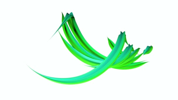 Abstrakcyjne Figury Zielony Przenieść Się Spiralę Powoli Obracaj Trójwymiarowy Paski — Wideo stockowe