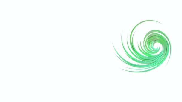 Абстрактні Зелені Фігури Рухаються Спіралі Повільно Обертаються Тривимірні Смуги Візуалізація — стокове відео