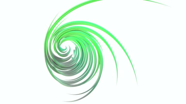 figures vertes abstraites se déplacent en spirale. bandes tridimensionnelles à rotation lente. rendu 3D 