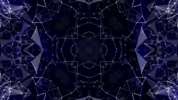 青色の輝きによって放射されるパーティクルを移動する光の抽象的なパターン レンダリング — ストック動画