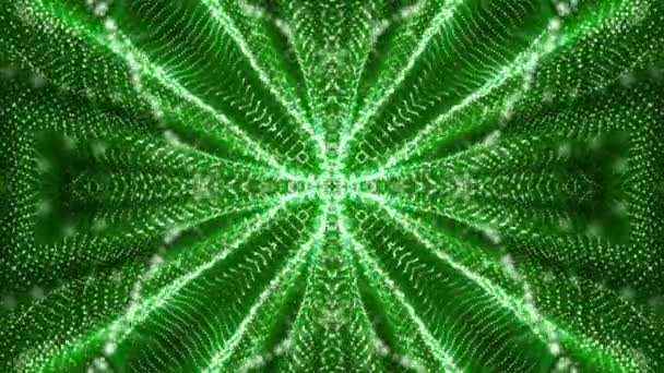 Абстрактная Картина Света Движущихся Частиц Испускаемых Зеленым Свечением Рендеринг — стоковое видео