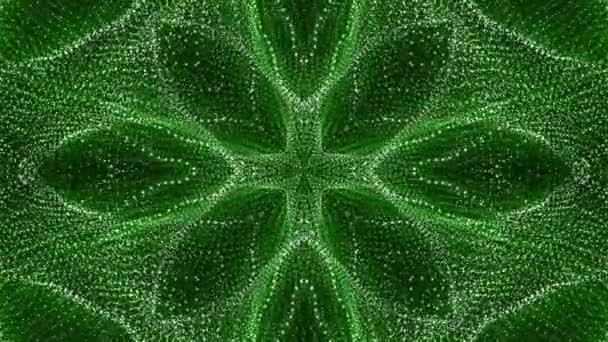 Modèle Abstrait Particules Mouvement Lumière Émises Par Une Lueur Verte — Video