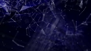 Beyaz yuvarlak parçacıkları ile mavi radyasyon tarafından prizine bir siyah arka plan üzerine taşıyın. arka plan. 3D render