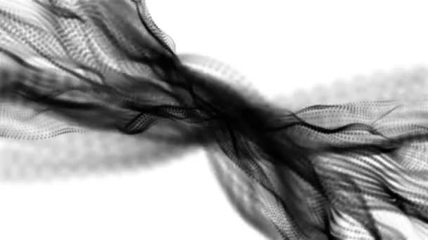 Σιγά Σιγά Μετακίνηση Μαύρο Σωματίδια Λευκό Φόντο Αφηρημένα Φόντο Rendering — Αρχείο Βίντεο