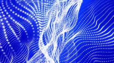 siyah bir arka plan üzerinde beyaz parçacıklar mavi ışınları ile yavaşça. arka plan. 3D render