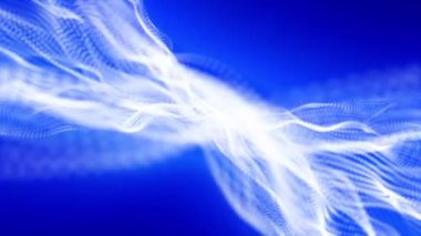 siyah bir arka plan üzerinde beyaz parçacıklar mavi ışınları ile yavaşça. arka plan. 3D render