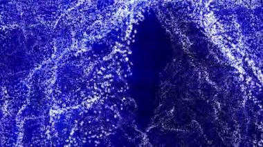 siyah bir arka plan üzerinde beyaz parçacıklar mavi ışınları ile yavaşça. arka plan. 3D render