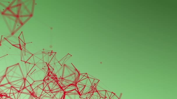 Στρογγυλή Μόρια Που Συνδέονται Λωρίδες Κινούνται Πράσινο Φόντο Αφηρημένα Φόντο — Αρχείο Βίντεο