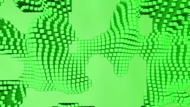 Flatness Green Cubic Figures Quickly Distorts Undulating Distortions Abstract Background — Stock Video