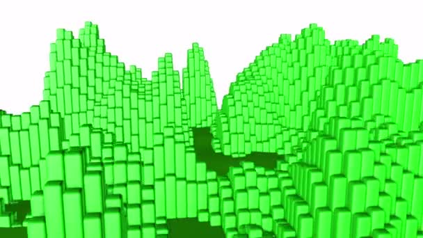 Planitud Las Figuras Cúbicas Verdes Distorsiona Rápidamente Las Distorsiones Ondulantes — Vídeo de stock
