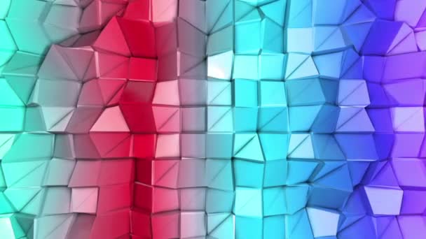 Deforming Multicolored Low Polygonal Surface Moves Slowly Abstract Background Rendering — Stock Video