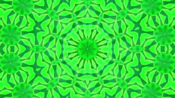 Fondo Caleidoscopio Tridimensional Abstracto Verde Renderizado — Vídeo de stock