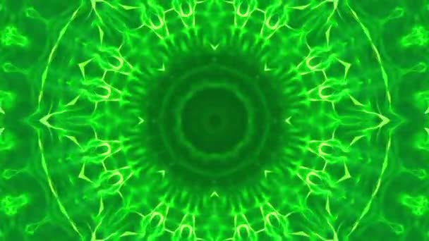 Fondo Caleidoscopio Tridimensional Abstracto Verde Renderizado — Vídeos de Stock