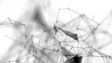 siyah yuvarlak parçacıkları tarafından prizine beyaz bir arka plan üzerinde hareket ettirin. arka plan. 3D render