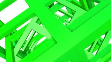yeşil üç boyutlu küpler birbirine göre döndürün. 3D render