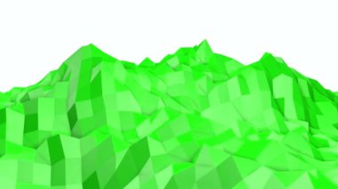 yeşil deforme düşük poli dalga yüzey. 3D render