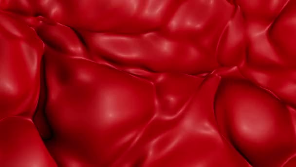 光沢のある赤い表面を振る 抽象的な波の背景 レンダリング — ストック動画