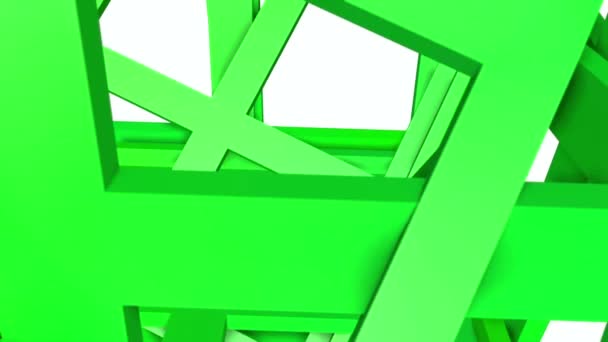 Green Three Dimensional Cubes Rotate Relative Each Other Rendering — Stock Video