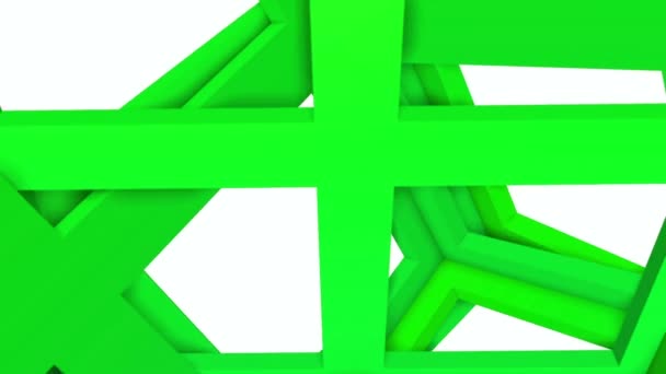 Los Cubos Tridimensionales Verdes Rotan Uno Con Respecto Otro Renderizado — Vídeo de stock