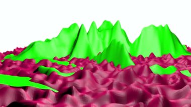 kırmızı yeşil düşük poli dalga yüzey deforme. 3D render