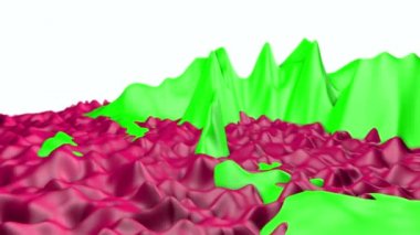 kırmızı yeşil düşük poli dalga yüzey deforme. 3D render
