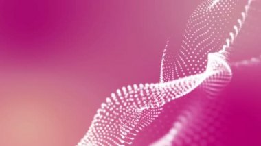 beyaz parlak parçacıklar pembe bir arka plan üzerinde hareket ettirin. arka plan. 3D render