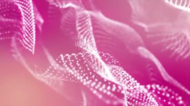 beyaz parlak parçacıklar pembe bir arka plan üzerinde hareket ettirin. arka plan. 3D render