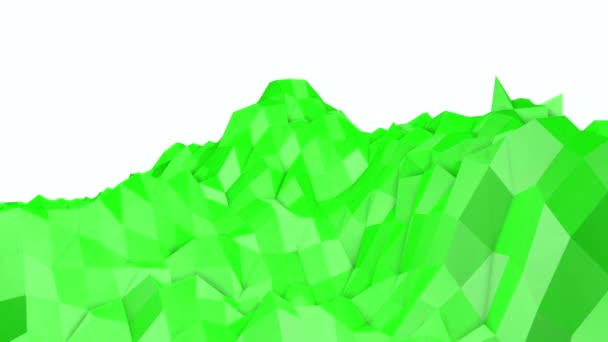 Grüne Verformbare Low Poly Wave Oberfläche Darstellung — Stockvideo