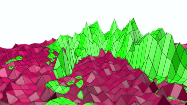 rouge vert déformé faible surface d'onde poly. rendu 3D 