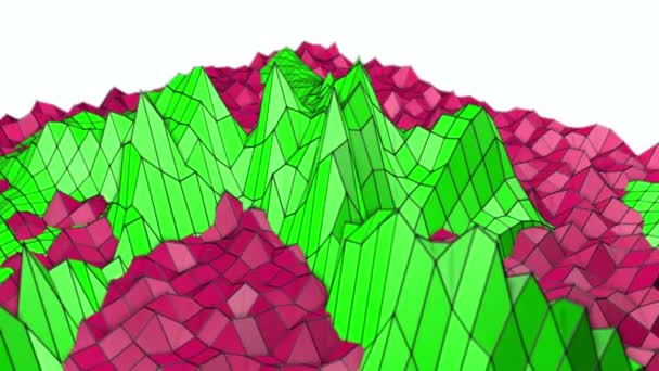 Röd Grön Deformerade Låg Poly Våg Yta Rendering — Stockvideo