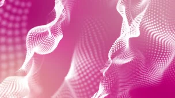 White Glowing Particles Move Pink Background Abstract Background Rendering — Stock Video