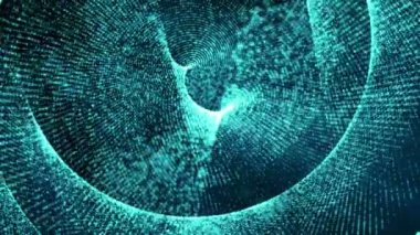 mavi parlak parçacıkları karanlık bir arka plan karşı animasyon. alan derinliği ile 3D işleme arka plan
