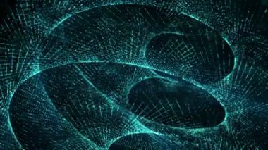 mavi parlak parçacıkları karanlık bir arka plan karşı animasyon. alan derinliği ile 3D işleme arka plan