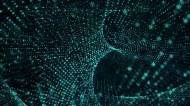 mavi parlak parçacıkları karanlık bir arka plan karşı animasyon. alan derinliği ile 3D işleme arka plan