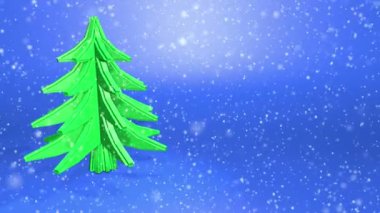  Soyut Ladin üç boyutlu model yavaş yavaş homojen bir arka plan üzerinde dönüyor. uçan beyaz kar parçacıklar. 3D render