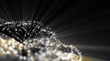 Beyaz uçan parçacık ışınları emerler. animasyonlu arka plan 3d render