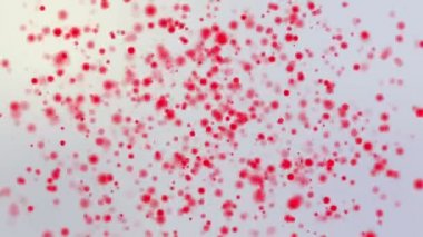 kırmızı yuvarlak parçacıkları hafif bir arka plan üzerinde hareket ettirin. animasyonlu arka plan 3d render