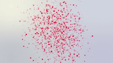 kırmızı yuvarlak parçacıkları hafif bir arka plan üzerinde hareket ettirin. animasyonlu arka plan 3d render
