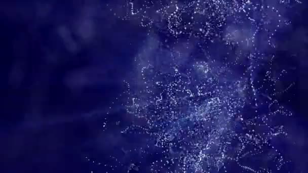 Partículas Brillantes Azules Animadas Sobre Fondo Oscuro Renderizado Fondo Abstracto — Vídeo de stock