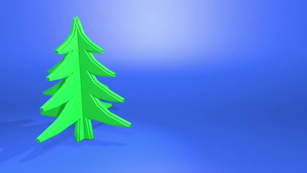 抽象云杉的三维模型在均匀的背景下缓慢旋转 飞行的白雪颗粒 — 图库视频影像