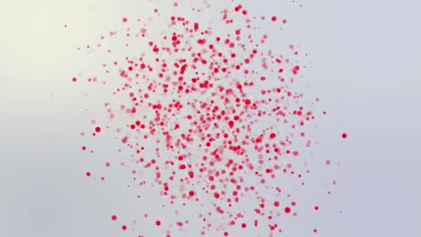 Partículas Redondas Rojas Mueven Sobre Fondo Claro Abstracto Animado Fondo — Vídeo de stock