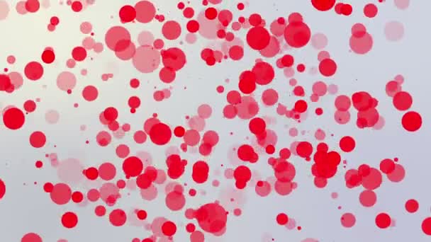 Partículas Redondas Vermelhas Movem Sobre Fundo Claro Abstrato Animado Fundo — Vídeo de Stock