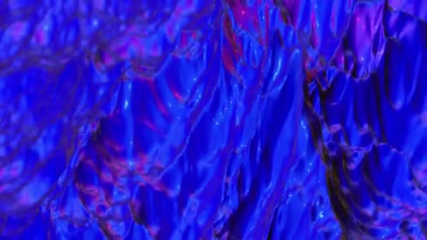 Surface Brillante Bleue Est Ondulée Déformée Fond Animé Abstrait Rendu — Video