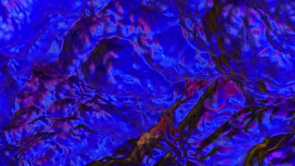 Superfície Brilhante Azul Deformada Ondulando Abstrato Animado Fundo Renderização — Vídeo de Stock