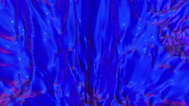 Surface Brillante Bleue Est Ondulée Déformée Fond Animé Abstrait Rendu — Video